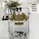 Бархатный зимний комплект, утепленная куртка для девочек, юбка, 2023