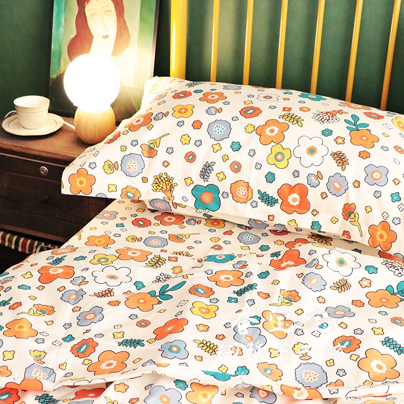 All -cotton encrypted oblique cotton cloth /old coarse cloth broken floral dormitory girl pure cotton sheet quilt pillow case