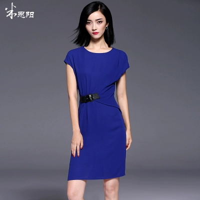 [Phóng mặt bằng bán] Mi Siyang Pei Ling 2018 mùa xuân và mùa hè mới vòng cổ ngắn tay áo Slim dress nữ đơn giản đầm đẹp 2021 Sản phẩm HOT