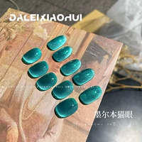 Зеленый лак для ногтей для маникюра, популярно в интернете, кошачий глаз