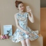 2019 thực sự mùa hè mới của phụ nữ phiên bản Hàn Quốc của chiếc váy in hoa không tay nữ mỏng manh Một từ váy ngắn mùa hè thủy triều - A-Line Váy vay chu a