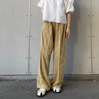 Летние японские дизайнерские линейные штаны для отдыха, высокая талия, ручная роспись, оверсайз, свободный прямой крой