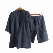 Bộ đồ ngủ kiểu Nhật sọc phòng tắm hơi mồ hôi kích thước lớn Đồ ngủ Áo choàng nam kimono mặc nhà phù hợp với hai mảnh