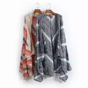 Mùa xuân và mùa thu Áo len dệt kim khí chất Áo len nữ dài sọc thời trang áo len lỏng B58