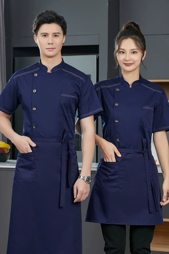 Костюм шеф -повара отеля мужчина с коротким рукавами, дышащая одежда шеф -повара Западный ресторан, кухонная одежда, рабочая одежда, рабочая одежда, женская длинные рукава