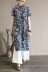 Mùa hè 2019 mới retro Trung Quốc phụ nữ in vải màu xanh khóa cotton chia tay váy ngắn sườn xám - Sản phẩm HOT