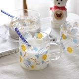 Ins милый Meng Duck Glass Breakfast Mattic Fruit Mowl Mowl Homegrate Cup Cup йогурт молоко молоко чашкол десерт