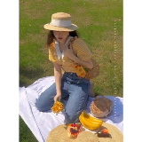 Atelier Onepire | Toscana Summer | Проверено ретро -французское рукав рукав V -neck