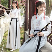 Hanfu nữ mùa thu cải tiến phong cách Trung Quốc váy dài phù hợp với học sinh hàng ngày cổ tích tươi và thanh lịch trang phục công chúa - Quần áo ngoài trời áo phông lining