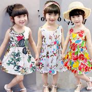 Trẻ em của Hoa Váy Cô Gái Cô Gái Bé Cotton Lụa Cô Gái Quần Áo Bãi Biển Bãi Biển Váy Mùa Hè Trẻ Em Váy