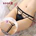 Sexy ren trong suốt thong ladies thắt lưng thấp tie màu rắn 裆 bông đồ lót hoa hollow bow T quần G-string