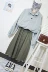 Chic 日 系 retro chic đường phố bắn eo cao làm việc đầm với màu xám ve áo polo lỏng đa năng áo len đầm đẹp giá rẻ Áo len