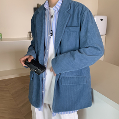 秋冬季燈芯絨西裝男古着西服寬鬆韓版潮流港風休閒百搭ins便西外套