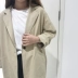 Hàn Quốc phiên bản của mùa xuân của phụ nữ tính khí trong phần dài của lỏng áo gió áo khoác phù hợp với cổ áo một khóa sinh viên chic gió áo khoác áo khoác nữ cao cấp Trench Coat