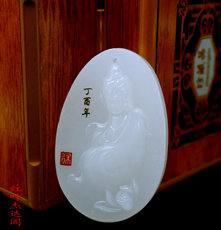 Украшения на шею 阿富汗玉莲花观音吊坠挂件白玉 悟道玉佩玉坠观音守护神玉坠项坠