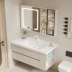 Tủ phòng tắm phong cách kem kiểu Pháp kết hợp tủ gương đơn giản hiện đại gốm tích hợp lưu vực bên lưu trữ chậu rửa mặt chậu rửa tay tủ gương treo tường mẫu tủ gương phòng tắm 