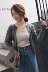 Phần mỏng đan áo khoác cardigan nữ 2018 mới của Hàn Quốc phiên bản của hoang dã rắn màu lỏng đoạn ngắn Slim mỏng áo triều