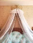 Màu xám muỗi net trắng Bắc Âu hạ cánh công chúa tòa án giường net muỗi net chống muỗi giường sợi đa màu tùy chọn với khung và móc rèm mùng ngủ