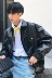 Áo khoác nam mùa thu mới của Hàn Quốc phong cách Hồng Kông thả lỏng phía sau Trung Quốc thêu áo khoác da PU áo khoác nam cao cấp Quần áo lông thú