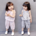2018 mùa hè mới nữ bé phù hợp với 1 2-3 tuổi trẻ em của sling băng lụa hai mảnh quần áo trẻ em cô gái mùa hè ăn mặc Phù hợp với trẻ em