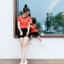 Bọ cạp 2019 mẹ-con thời trang hè T-shirt một gia đình ba bốn mùa hè cotton nguyên chất ngắn tay mỏng - Trang phục dành cho cha mẹ và con áo form rộng cho cả gia đình Trang phục dành cho cha mẹ và con