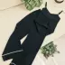 Nhỏ hương thơm nữ tính khí đan phù hợp với v- cổ sling hoang dã vest đàn hồi eo rộng chân 9 quần hai bộ phụ nữ