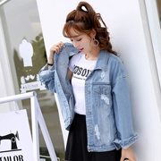 Áo khoác mùa xuân mới của Hàn Quốc Áo khoác denim kiểu Hàn Quốc Áo khoác denim ngắn