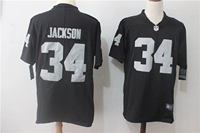 Quần áo bóng bầu dục Legend Elite Fan Phiên bản ngắn tay thêu Hip Hop Raiders Raider 34 # JACKSON Quả bóng bầu dục