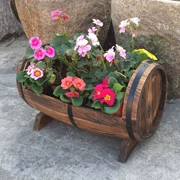 Thùng gỗ chậu hoa bằng gỗ thùng trống thùng bia chống ăn mòn gỗ hộp hoa bình hoa bình gỗ chậu hoa flowerware carbonized cắm hoa