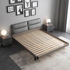 Кровати деревянные комбинации 北欧床现代简约1.8米主卧实木双人床1.5经济型布艺软包储物板式床