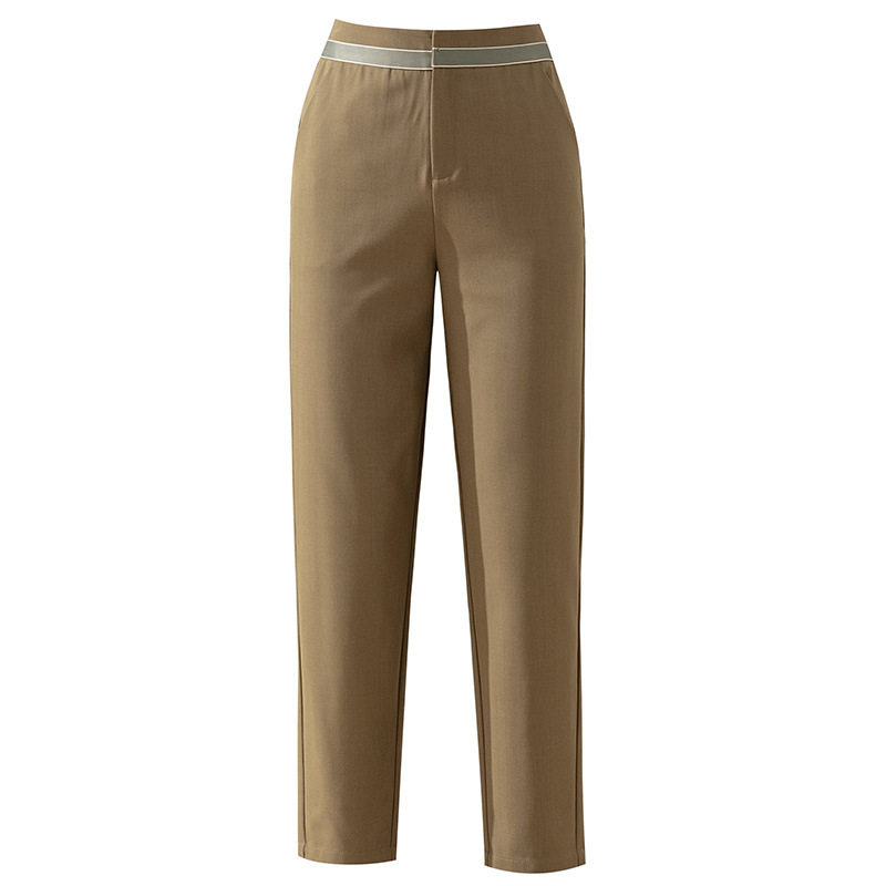 High-end women's trousers for spring, high-waisted, casual, Harun style, Hong Kong style women's wear, 9-inch trousers, cigarette tube trousers, commuter tube trousers Item Picture