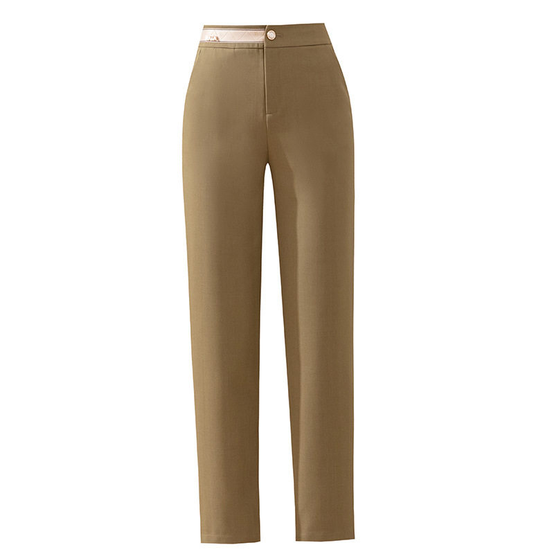 Spring 2022 new collection: High-waisted casual Halon style Hong Kong-style women's pants, 9-inch pants, cigarette tube pants, and elegant straight-leg dress pants Item Picture