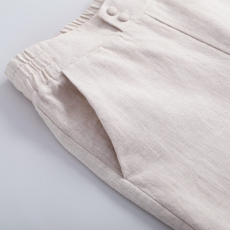 New high-waisted cotton and linen 9-inch women's loose pants, linen wide-leg pants, 9-inch large-sized women's pants. Chubby girls look slim and versatile Application Scenario