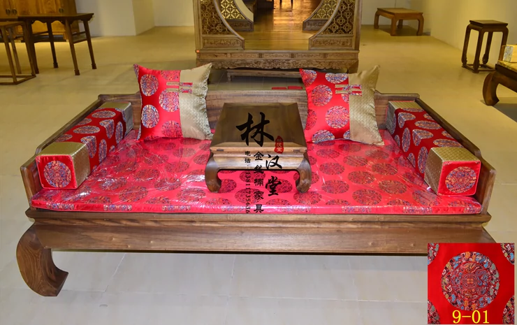 Năm mảnh giường Rohan Rohan nệm pad mat Trung Quốc gỗ hồng mộc nội thất xốp gói pad bằng gói Lotus - Nệm