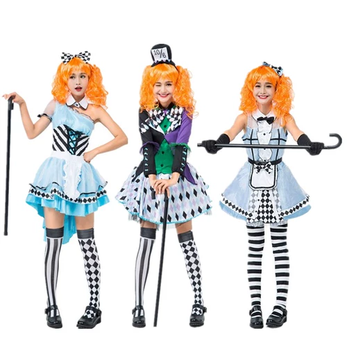 Алиса сумасшедшая шляпа униформа, потому что цирки -цирк -клоун платье платье облако платье смены персонаж Волшебная юбка