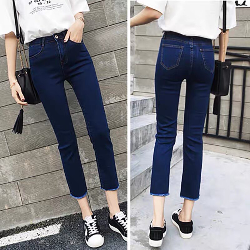 Dark blue straight-leg jeans for women's summer 2022, a new thin style for petite women with an 80% to 90% cigarette tube Application Scenario