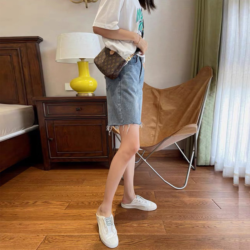 Five-inch denim shorts for women's summer 2022: Thin, high-waisted, loose, spicy, wide-leg, slimming mid-length pants, trendy on Instagram Specification image