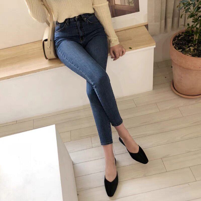 Blue high-waisted skinny jeans for women in the summer of 2022, thin and new style, slimming for petite women, summer pencil pants Item Picture