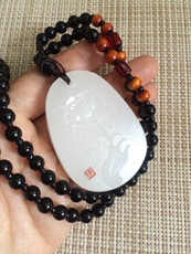 Украшения на шею 阿富汗白玉花开富贵吊坠挂件羊脂白玉石项坠带链子