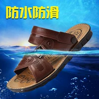 2018 ngoài trời Baotou dép đi biển giày da lớp đầu tiên da chống trượt nam mùa hè mới thoáng khí dép quai nam