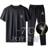 Шелковый спортивный костюм, комплект, футболка, короткий рукав, большой размер