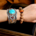 Nepal thủ công trắng đồng vòng đeo tay boho retro quốc gia khảm ngọc lam vòng tay phụ kiện tự làm - Vòng đeo tay Cuff vòng băng ngọc thủy tảo neja Vòng đeo tay Cuff