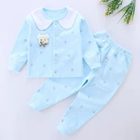 Baby Qiuyi Qiuku mùa thu đông đồ lót nhiệt đặt quần cotton áo sơ mi nam và nữ đồ ngủ bé cardigan - Quần áo lót shop quan ao baby