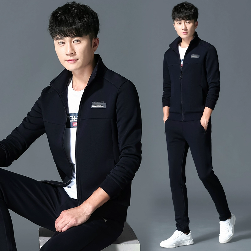 Chính hãng Yi An Ta tuyết 2019 mùa thu mới đứng cổ áo nam giản dị phù hợp với mùa xuân và mùa thu áo len trùm đầu áo len dài tay - Bộ đồ