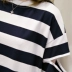 2019 nữ mùa hè mới của phụ nữ sọc dơi nửa tay áo sơ mi nữ rộng rãi áo thun hoang dã 7128 - Cộng với kích thước quần áo áo phao nữ 2020 Cộng với kích thước quần áo