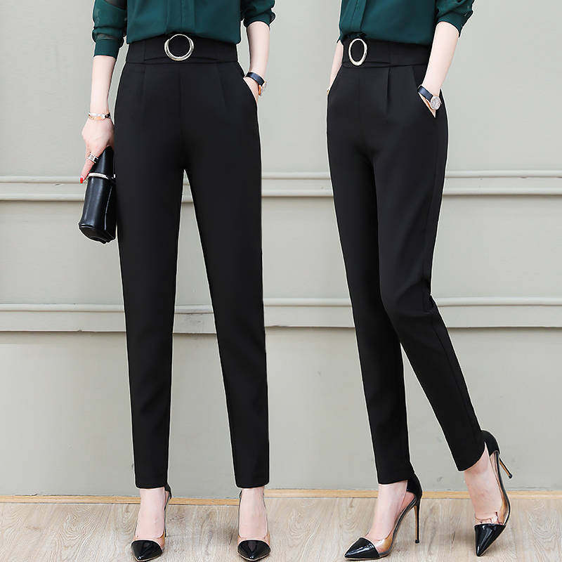 New Halon pants, women's skinny pants, fashionable and versatile Korean style slimming straight high-waisted casual pants, spring and autumn long pants Application Scenario