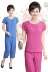 Trung niên bông và vải lanh phù hợp với mẹ đồ ngủ mùa hè lỏng kích thước lớn ngắn tay cắt quần hai mảnh bên ngoài mặc nhà dịch vụ