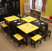 Bàn ghế văn phòng cho bé trai hình chữ nhật trẻ em bàn ghế trẻ em đơn giản bằng gỗ trường đôi nghệ thuật bàn vườn - Nội thất giảng dạy tại trường