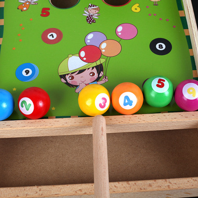 Gỗ nhỏ bida snooker màu phù hợp với nhận thức cha-con trò chơi tương tác tập trung lực lượng phối hợp tay-mắt Đồ chơi bằng gỗ