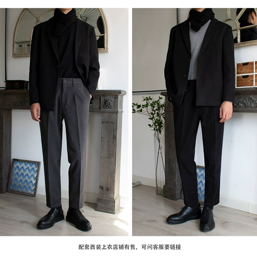 Шерстяное пальто, штаны, универсальный демисезонный костюм, увеличенная толщина